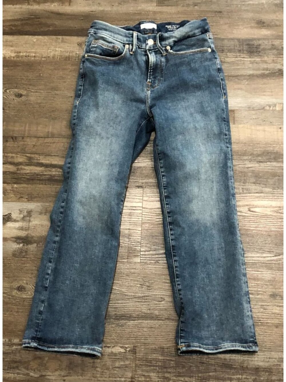 Good American Womens Size 6 Good Petite Straight Mid Rise Blue Jeans